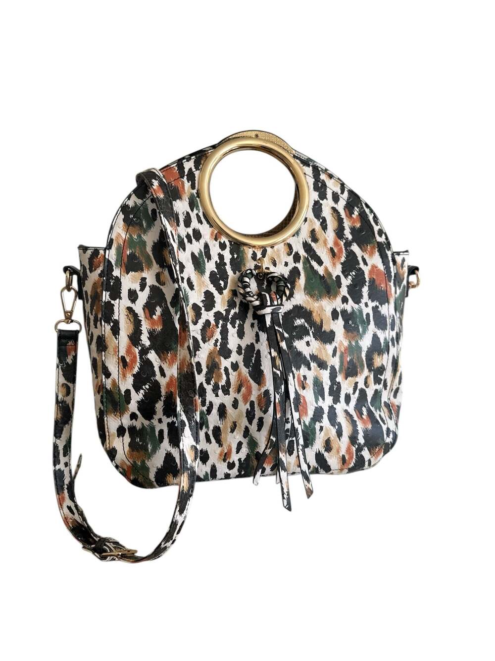 Cato Leopard Print Faux Ostrich Crossbody/Handbag